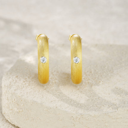 Modern Circle - Premium Moissanite Luxury Fashion Light Luxury Jewelry Silver Stud Earrings S925 Silver Electroplated Gold