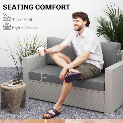 2-sitplek Patio Meubelkussings, 46x26x5 duim, Dik Buitelug Loveseat Kussingstel Met Verwyderbare Oortreksel, Vervaagbestande Vervangkussings Vir Buitelug Meubels, Rusbank, Swaaibank, Grys