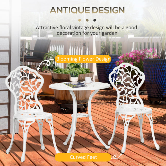 3 Stuks Aluminium Bistrostel Tuinmeubels Eettafel Stoele Antieke Buitenshuise Sitplek Patio Sitter Wit