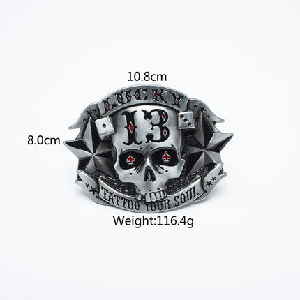 Trendy Men's Leather Belt Skull Skateboard Buckle