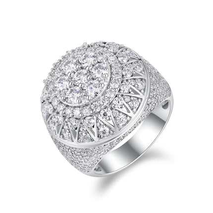 Men's Letter H Set With Top-quality Moissanite Luxury And Fashionable Light Luxury Jewelry Silver Ring S925 Silver Plated Platinum