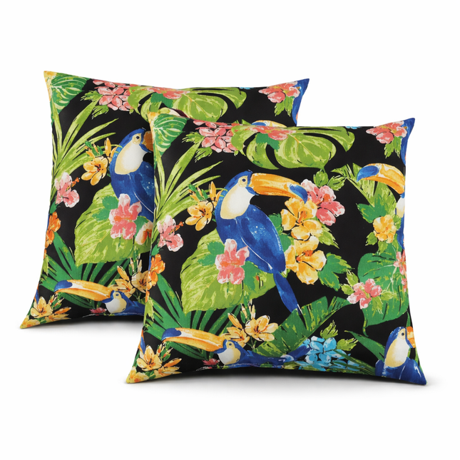 2 Pak Buitelug Gooikussings, Waterdigte & Vervagingbestande Stoepkussings Vir Tuin, Stoep, Swembadmeubels - Sagte & Gemaklike Dekoratiewe Kussingslopes 18x18 Duim, Ryk Bosgroen