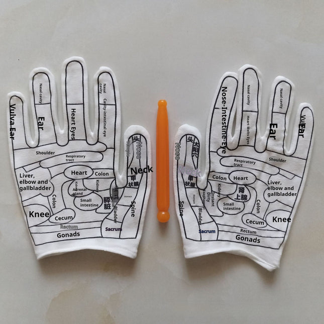 Cotton Human Meridian Acupoint Diagram Massage Gloves