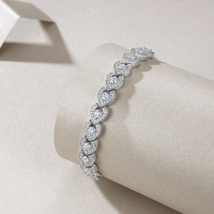 Set With Top-quality Moissanite, This Luxurious And Fashionable Light Luxury Trend Jewelry Silver Bracelet Is Made Of S925 Silver Electroplated With Platinum