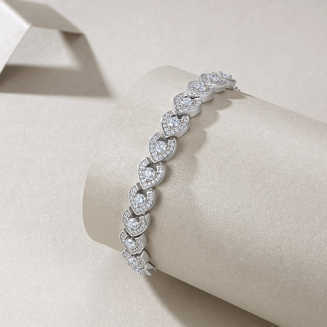 Gestel Met Topgehalte Moissaniet, Hierdie Luukse En Modieuse Ligluukse Neiging Juweliersware Silwer Armband Is Gemaak Van S925 Silwer Elektroplateer Met Platinum