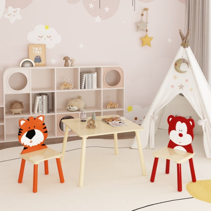 Massiewe Hout Kindertafelstel Met 2 Stoele