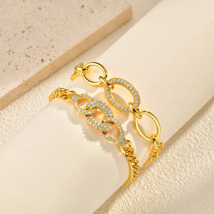 Sirkonium Mikro-plavei Koper Ovaal Ring Armband in Goue Kleur