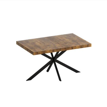 Retro Reghoekige Rek Eettafel, Antieke Houtblad En Swart Reliëfplaat, Swart Fyn Sand Kruisysterbasis Eettafel, Met Bergingsboks