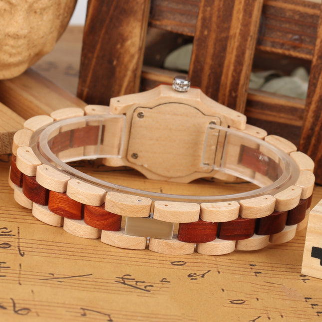 Armbandgesp-agtkanthoekige Dames Houthorlosie met Diamante