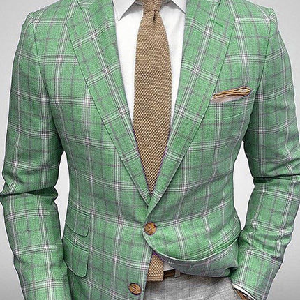 Light Business Men's Suit Printed Checks Coat