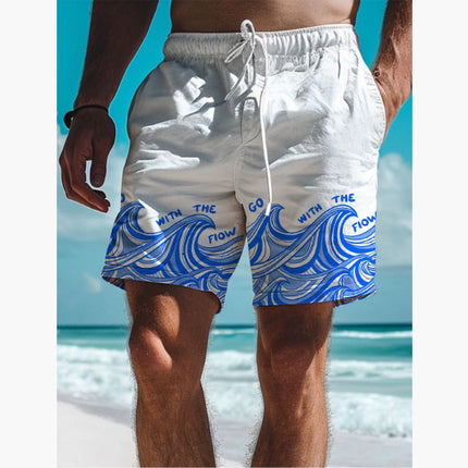 Men's 3D Digital Printing Beach Style Letter Design Shorts