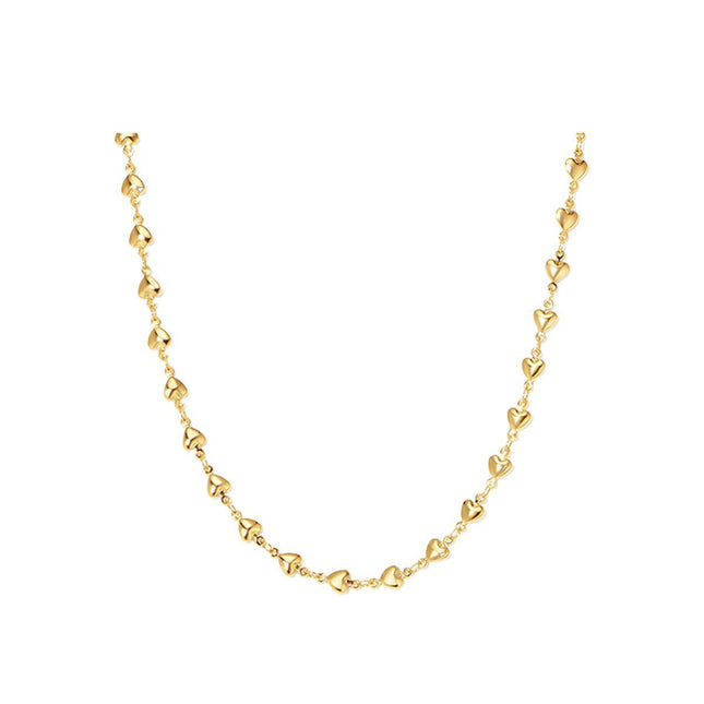 French-style Minimal Luxe Heart-to-Heart Titanium Steel Necklace For Women