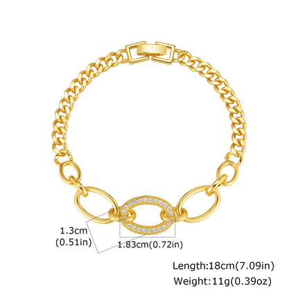 Sirkonium Mikro-plavei Koper Ovaal Ring Armband in Goue Kleur