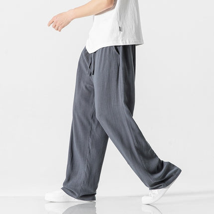 Linen Pants Men's Summer Loose Straight Casual Trousers