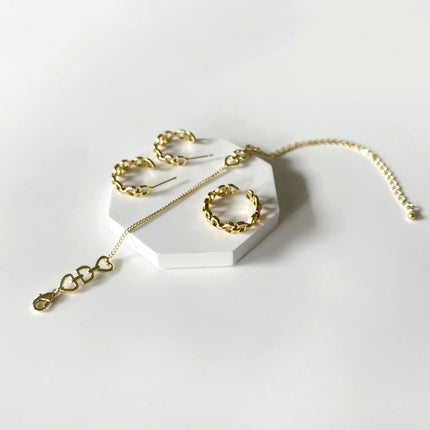 Minimalistiese Liefdesbrief D Oorbelle Ring Armband