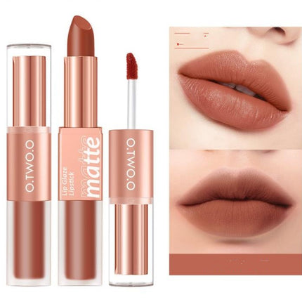 Lip Glaze Nude Milky Coffee Amber Pumpkin Cinnamon Milk Tea Double-headed Lipstick