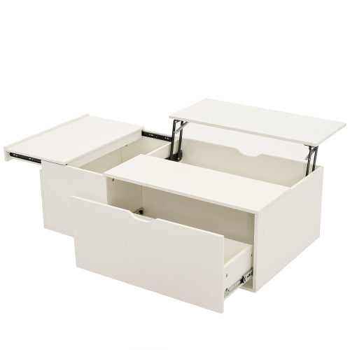 Opligbare Koffietafel, Koffietafel Met Laai, Hout Tee Tafels Slaapbank Eindtafels Vir Sitkamer Meubels, Wit