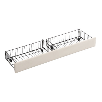 Gestoffeerde Koninggrootte Bed 150x200cm Fluweelstof Dubbelbed Groot Bergingspasie, Met Latte En Kopstuk, Sonder Matras, Grys