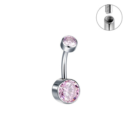 Double-headed Zircon Puncture Internal Thread Titanium Alloy Navel Stud
