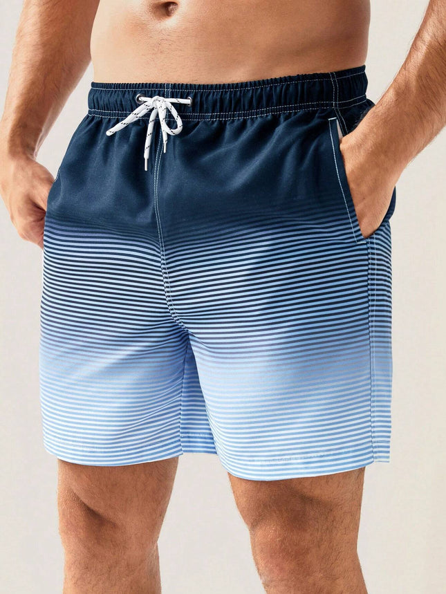 Men's Versatile Casual 3D Printed Striped Shorts