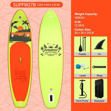 335×84, / Super Wide Inflatable Stand Up Paddle Boards / SUP For Water Sports Surfing Equipment / Ultra Stable Wide SUP for 2+1 People / All-Round Sup Board, US Fin.