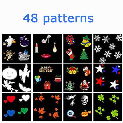 48 Pattern Christmas Projector Laser Light Snow LED Lamp Landscape Garden XMAS