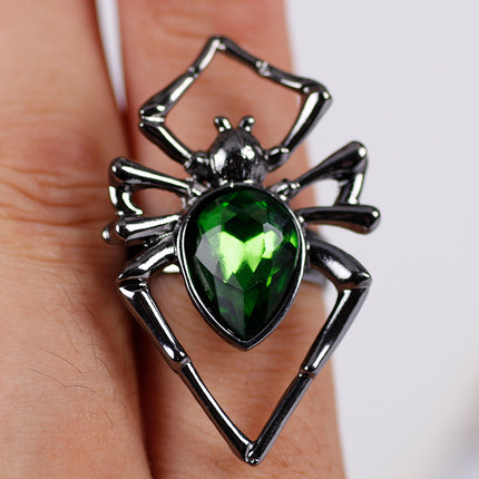 Retro-modieuse Dierering Kreatiewe Swart Spinnekop Ingelê met Strass