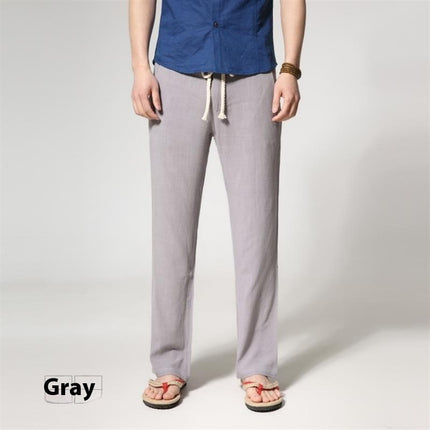 Men's Loose Straight Cotton And Linen Casual Pants