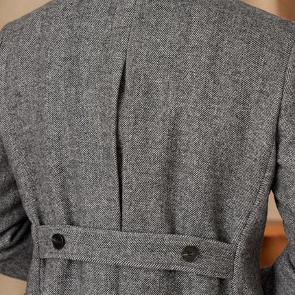 Wool Herringbone Italian Double-row Polo Coat