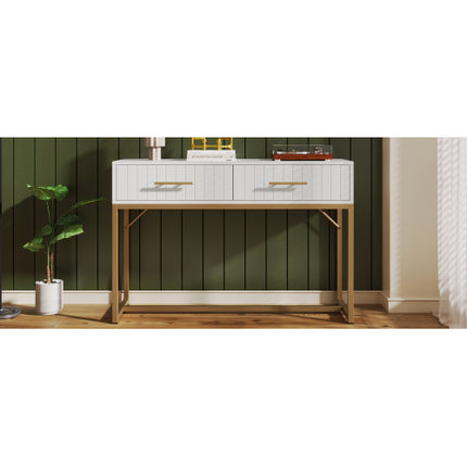 Slaapkamerkaptafel met 2 Laaie 75 Cm Hoog, Laaikas Slaapkamer Hoëkas Wit Sykaste Laaikas Vir Slaapkamer, Wit H76.5 B100 D45 Cm