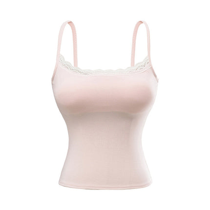 New Lace Edge Atmosphere Inner Wear Slim-fit With Brassiere Pad Sweet And Spicy Vest Bottoming Shirt