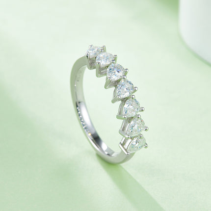 A Luxurious And Fashionable Light Luxury Jewelry Silver Ring Set With Top-quality Moissanite, S925 Silver Plated With Platinum