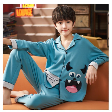 Spring And Autumn Cotton Long Sleeved Cardigan Children's Pajamas