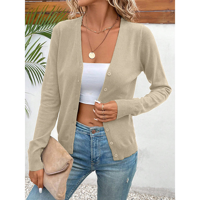 Women's Long Sleeve V-Neck Button Down Cardigan Knit Shrugs Sweater