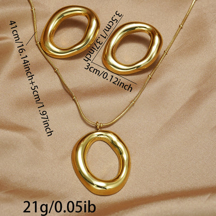Lxalry 18K Gold Plated Mirror Polish Jewelry Set  Hypoallergenic Skin Safe Necklace   Earrings For Daily Evening Never Fade Adjustable Organic Round Design With Precision Cast Symmetry