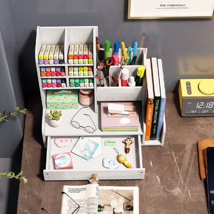 Multi Functional High Capacity Storage Box With A Slanted Pen Holder