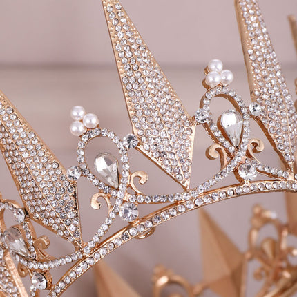 Die Hele Sirkel Vol Diamante Kristal Groot Kroon Trou Hoofbedekking