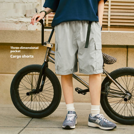 Three-dimensional Workwear With Pocket Shorts Loose Solid Color Casual Shorts