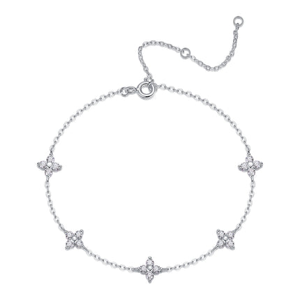 Met Topgehalte Moissanite Geset, Is Hierdie Luukse En Modieuse Ligte Luukse Juweliersware Silwer Armband Gemaak Van S925 Silwer Geëlektroplateer Met Platinum