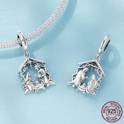 Hanger S925 Sterling Silwer Gelukkige Gesin selfdoen Juweliersware Toebehore Krale
