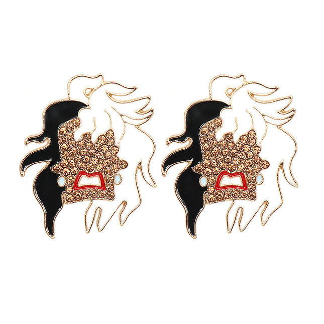 Creative Black And White Hair Funny Earrings Halloween