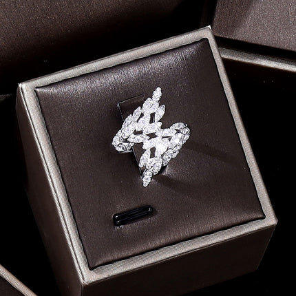 3A Sirkoon Juweliersware Mikro-stel Volle Kristal Ketting En Oorbelle 4 Stuk Stel Vir Troues En Bankette
