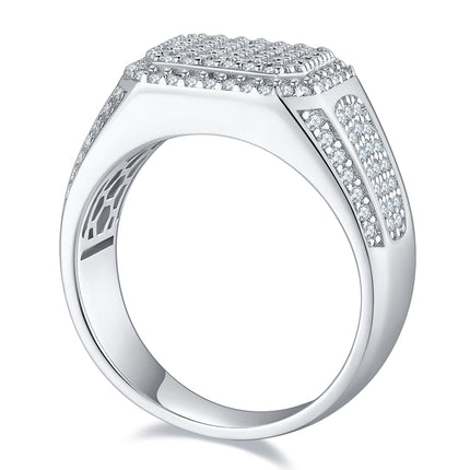 Men's Luxury And Fashionable Light Luxury Jewelry Silver Ring S925 Silver-plated Platinum Set With Top-quality Moissanite