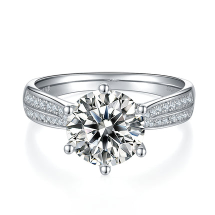 'n 3-karaat Luukse en Modieuse Ligluukse Juweel Silwer Ring Versier met Topgehalte Moissanite, S925 Silwer Geplateer met Platinum