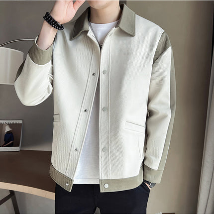Men's Spring And Autumn New Patchwork Polo Collar Top
