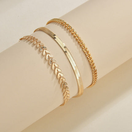 Personalized Retro Metal Texture Chain Leaves Anklets