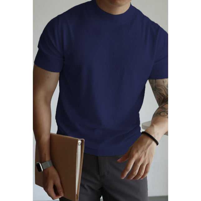 Knitwear Men's Solid Color Slim-fit Commute Breathable T-shirt