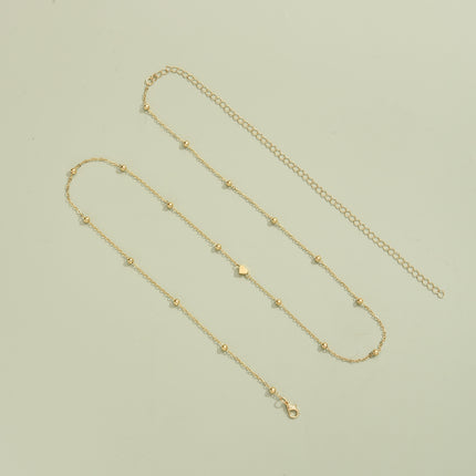 Kreatiewe en Modieuse Hartvormige Krale Middelketting, Goue Legering Middelketting vir Vroue, Somerbykomstigheid.