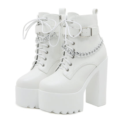 Platform Booties Women's High Heel Chunky Heel Martin Boots