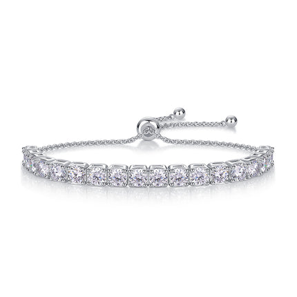 Hierdie luukse en modieuse ligte luukse juweliersware silwerarmband, gemaak van S925-silwer geëlektroplateer met platinum, is geset met topgehalte moissanite.